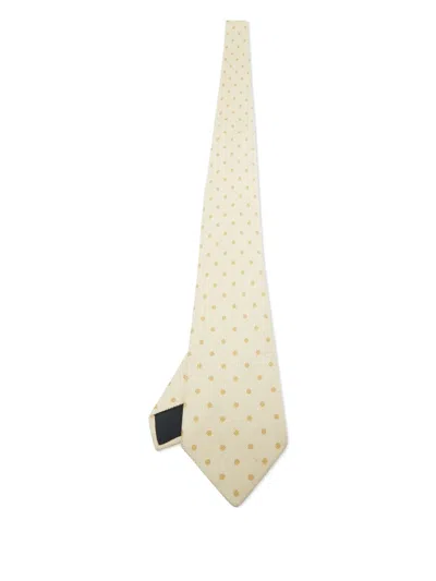Pre-owned Hermes Dots Silk Tie In Neutral