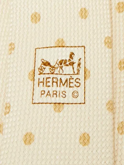 Pre-owned Hermes Dots Silk Tie In Neutral
