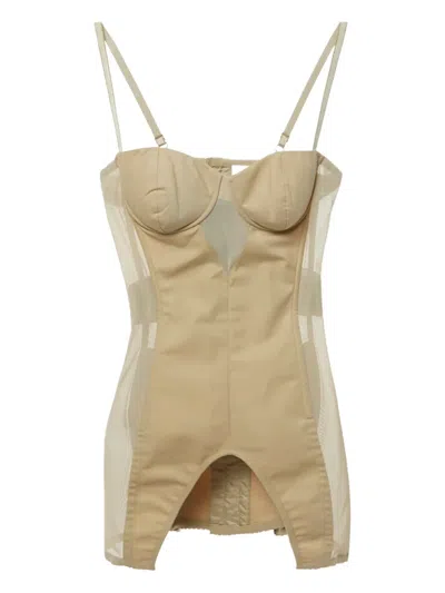 Pre-owned Burberry Mesh-panelled Corset Top In Neutral