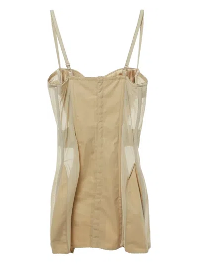 Pre-owned Burberry Mesh-panelled Corset Top In Neutral