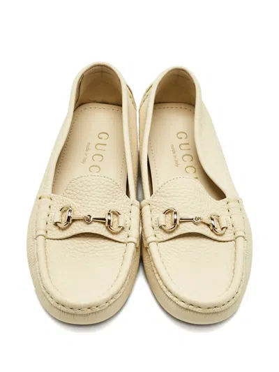 Pre-owned Gucci Horsebit Leather Loafers In Neutral