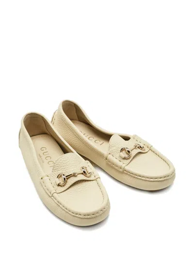 Pre-owned Gucci Horsebit Leather Loafers In Neutral