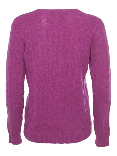 Pre-owned Polo Ralph Lauren Logo-embroidered Sweater In Purple