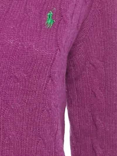 Pre-owned Polo Ralph Lauren Logo-embroidered Sweater In Purple