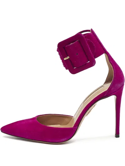 Pre-owned Aquazzura 100mm Buckle-detail Pumps In Pink