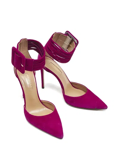 Pre-owned Aquazzura 100mm Buckle-detail Pumps In Pink