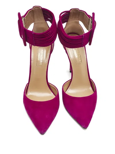 Pre-owned Aquazzura 100mm Buckle-detail Pumps In Pink
