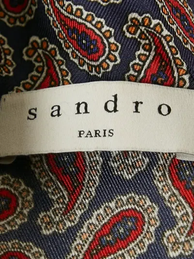 Pre-owned Sandro Paisley-print Silk Dress In Blue
