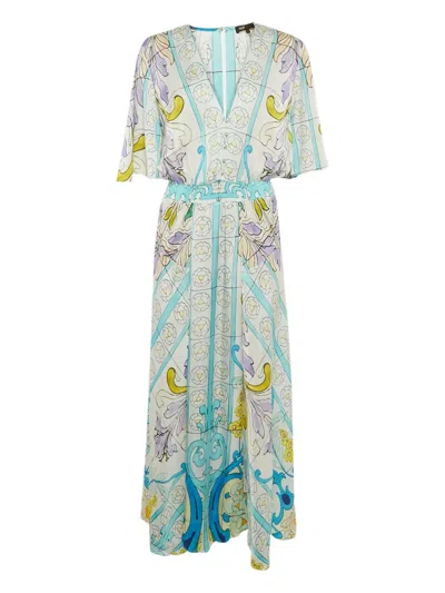 Pre-owned Maje Mosaic-print Maxi Dress In White