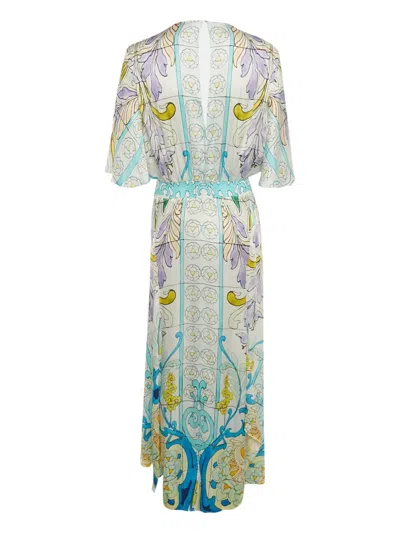 Pre-owned Maje Mosaic-print Maxi Dress In White