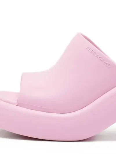 Pre-owned Ferragamo 90mm Deva Platform Sandals In Pink