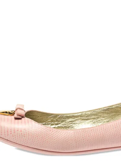 Pre-owned Dolce & Gabbana Leather Bow Ballet Flats In Pink