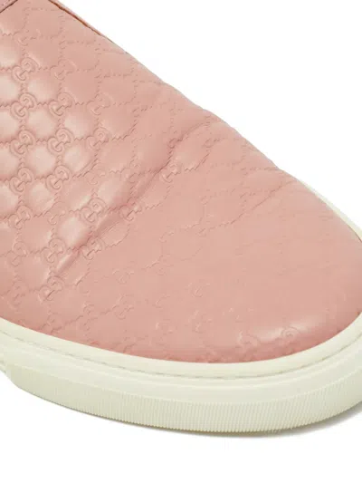 Pre-owned Gucci Microssima Leather Trainers In Pink
