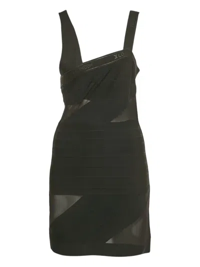 Pre-owned David Koma Mesh-textured Dress In Black