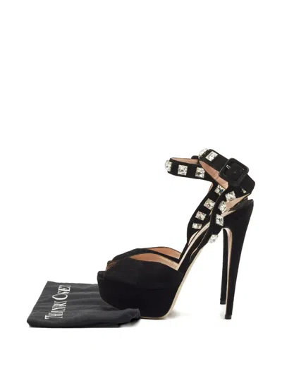 Pre-owned Miu Miu Ankle-strap Platform Heels Sandals In Black