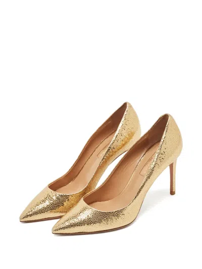 Pre-owned Aquazzura 35 Calf Leather Pointed-toe Pumps (8.5 Cm) In Gold