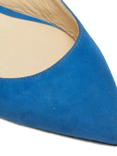 Pre-owned Jimmy Choo Gemma Slingback Pointed-toe Suede Pumps In Blue