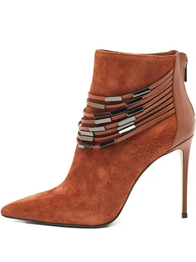 Pre-owned Le Silla 100mm Suede Ankle Boots In Brown