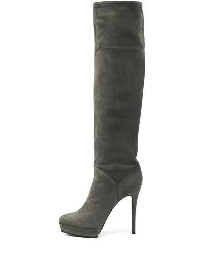 Pre-owned Le Silla Pointed-toe Heeled Boots In Gray