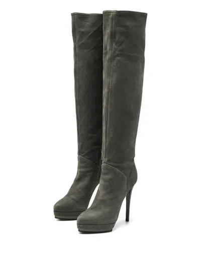 Pre-owned Le Silla Pointed-toe Heeled Boots In Gray