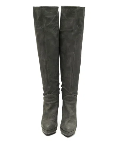 Pre-owned Le Silla Pointed-toe Heeled Boots In Gray