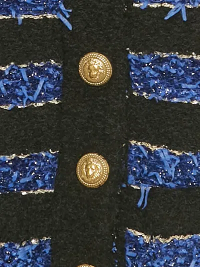 Pre-owned Balmain Striped Tweed Jacket In Black