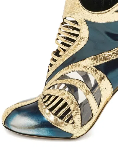 Pre-owned Louis Vuitton 100mm Panelled Boots In Gold