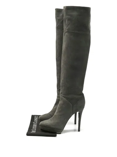 Pre-owned Le Silla Pointed-toe Heeled Boots In Gray