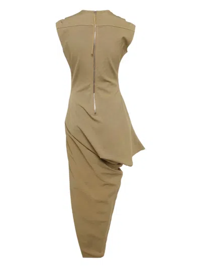 Pre-owned Rick Owens Sleeveless Asymmetric Midi Dress In Neutral