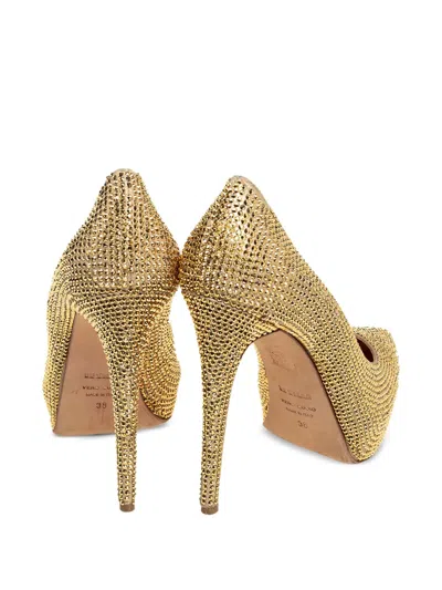 Pre-owned Le Silla 140mm Crystal-embellished Heeled Pumps In Brown