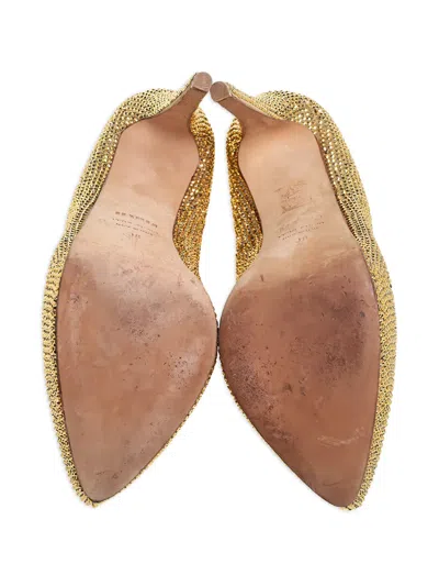 Pre-owned Le Silla 140mm Crystal-embellished Heeled Pumps In Brown