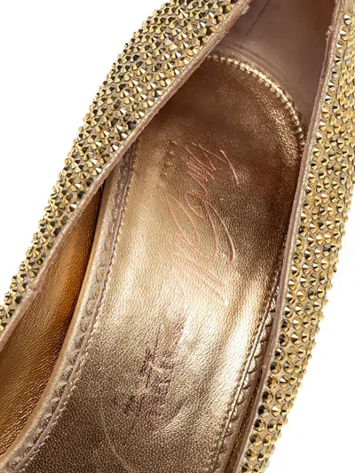 Pre-owned Le Silla 140mm Crystal-embellished Heeled Pumps In Brown