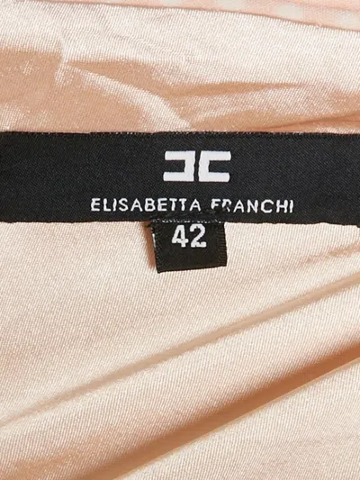 Pre-owned Elisabetta Franchi Gingham Ruffle One-shoulder Jumpsuit In Pink