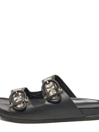 Pre-owned Ferragamo Gancini-details Sandals In Black