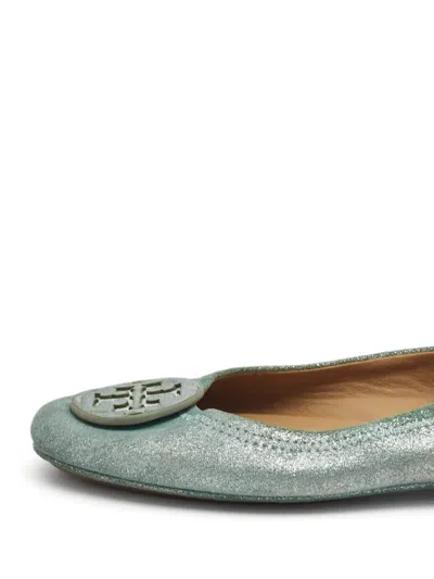 Pre-owned Tory Burch Minnie Ballet Flats In Green