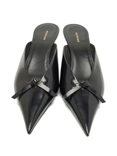 Pre-owned Balenciaga Knife Leather Mules In Black