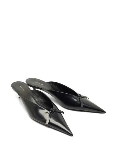 Pre-owned Balenciaga Knife Leather Mules In Black