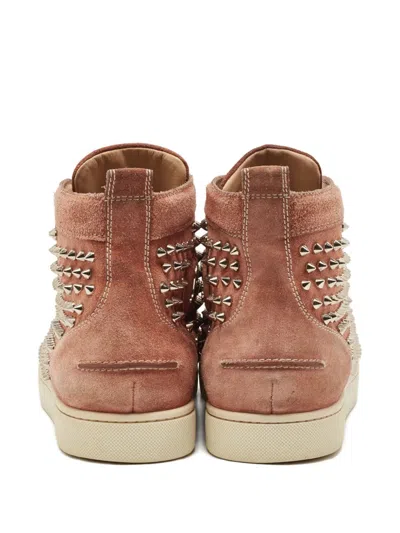 Pre-owned Christian Louboutin Louis Spike High-top Sneakers In Pink