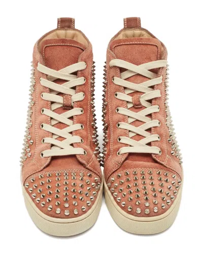Pre-owned Christian Louboutin Louis Spike High-top Sneakers In Pink