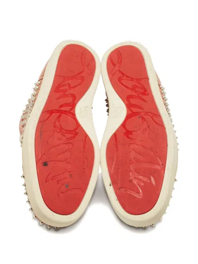 Pre-owned Christian Louboutin Louis Spike High-top Sneakers In Pink