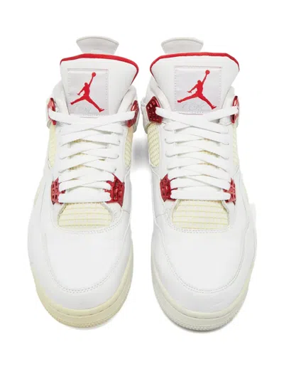 Pre-owned Jordan Air  4 Retro Leather Lace-up Sneakers In White