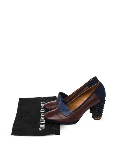 Pre-owned Fendi 90mm Studded-heel Leather Pumps In Brown