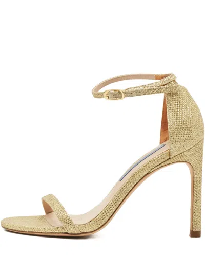 Pre-owned Stuart Weitzman Glitter-embellishment Sandals In Gold