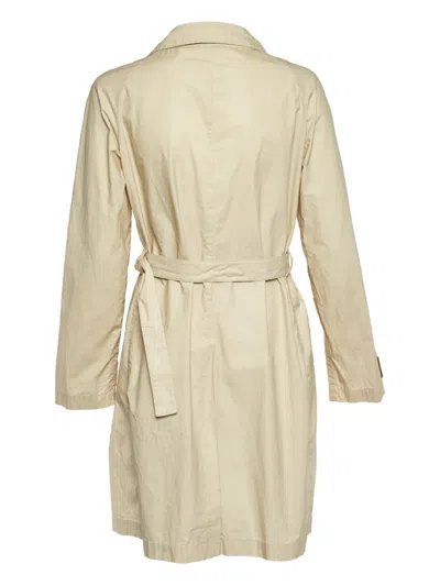 Pre-owned Prada Double-breasted Belted Trench Coat In Neutral