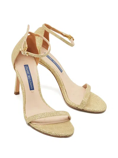Pre-owned Stuart Weitzman Glitter-embellishment Sandals In Gold