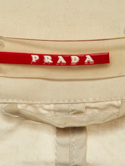 Pre-owned Prada Double-breasted Belted Trench Coat In Neutral