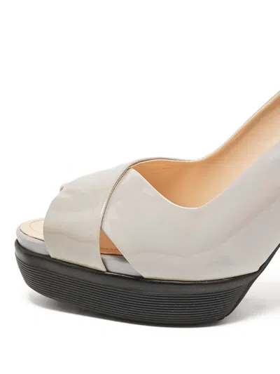 Pre-owned Tod's Vintage 110mm Leather Heeled Sandals In Gray