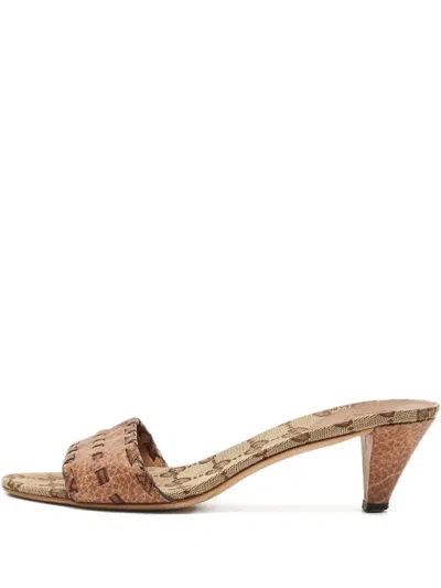 Pre-owned Gucci 60mm Leather Braided Sandals In Brown