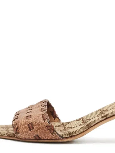 Pre-owned Gucci 60mm Leather Braided Sandals In Brown