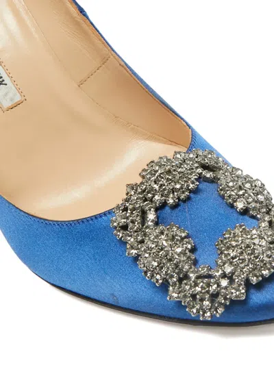 Pre-owned Manolo Blahnik Hangisi Embellished Pumps In Blue